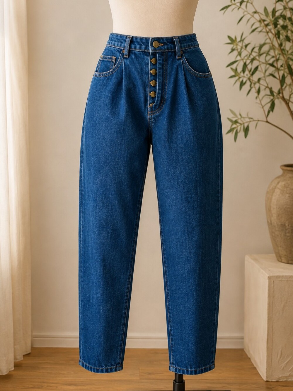 True Vintage L.A. Central High Rise Pleated Button Fly Jeans Made in USA Size 9